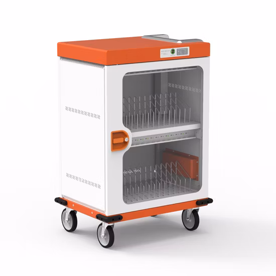 Multi-Functional Mobile Single Open Door 32 USB-C Ports Storage and Charging Cart Cabinets